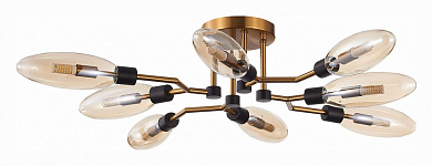 потолочный светильник с множеством овальных плафонов на латунной основе