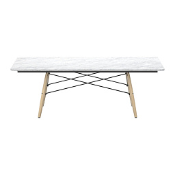 21052122 Vitra Eames Стол прямоугольный мрамор белый/светлый ясень