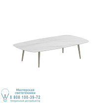 ВЫСОКИЙ СТОЛ STYLETTO ДЛЯ ГОСТИНОЙ 220x120 СМ, АЛЮМИНИЕВЫЕ НОЖКИ, ПЕСОЧНАЯ КЕРАМИКА, СТОЛЕШНИЦА BIANCO STATUARIO Royal Botania