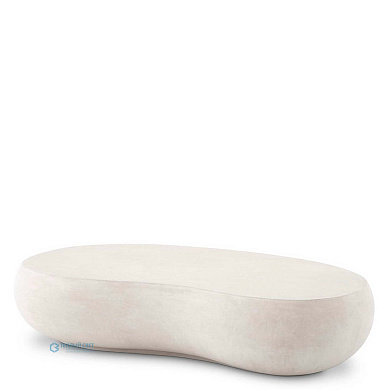 кофейный столик с плавными органическими формами в светлом каменном оттенке