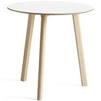 CPH Deux 220 Ø75 см, столешница ламинат, жемчужно-белый (Pearl white) / каркас необработанный массив бука