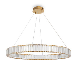 подвесной светильник кольцевой формы с рифленым рассеивателем в латунном корпусе