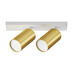 C051CL-U-2WMG Maytoni Focus двухламповый потолочный спот белого цвета с золотыми цилиндрическими плафонами
