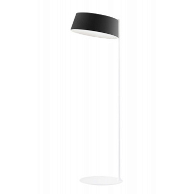 напольный LED-светильник с изогнутой стойкой и черным плафоном