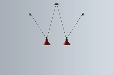 Подвесной светильник Les Acrobates de Gras N°324 Conic L DCW éditions, чёрный, плафон красный 324 P CONIC L BL-RED