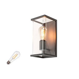 Уличный настенный светильник SLV QUADRULO LAMP SET, с лампой E27, 7,5 Вт, 2700 K, IP44