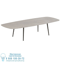 НИЗКИЙ ОБЕДЕННЫЙ СТОЛ STYLETTO 300X120CM, АЛЮМИНИЕВЫЕ НОЖКИ, БРОНЗОВАЯ КЕРАМИЧЕСКАЯ СТОЛЕШНИЦА CEMENTO LUMINOSO Royal Botania