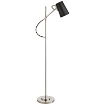 Benton Adjustable Floor Lamp полированный никель с абажуром из шоколадной кожи