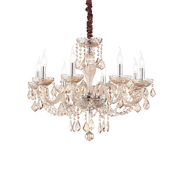 166889 Ideal lux Rose подвесная люстра с хрустальными подвесками и абажурами цвета янтарь
