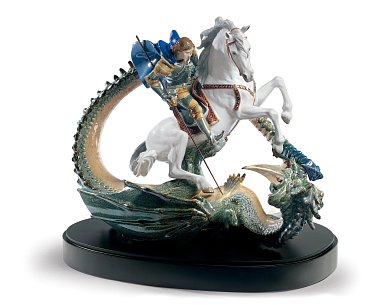 Фарфоровая скульптура Святого Георгия с драконом Saint George and the Dragon Lladro, лимитированная серия 01001975