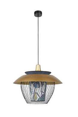 подвесной светильник с купольным плафоном и металлическими элементами