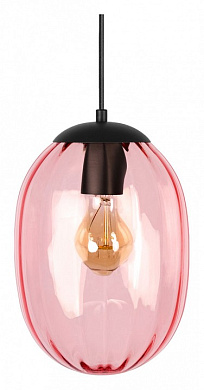 подвесной светильник с овальным плафоном из розового стекла