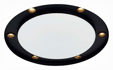 встраиваемый потолочный светильник с круглым корпусом и декоративным чёрным ободком
