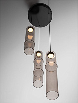 Mocha Brown Glass Matt Black Metal Base LED 9Watt 220-240Volt 540Lm IP20 3000K D:30 H:75-200 cm