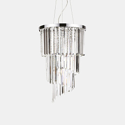 117737 Ideal lux Carlton подвесная люстра с цилиндрическими стеклянными подвесами в хромовом оформлении