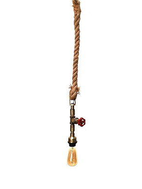 Industrial Valve Pipe On Rope Hanging Pendant Light подвесной светильник FOS Lighting JuteRope-1-Tap-HL1