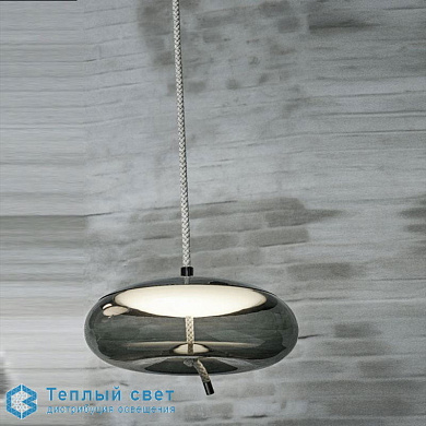 подвесной светильник с широким дисковым плафоном из прозрачного стекла