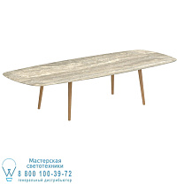НИЗКИЙ ОБЕДЕННЫЙ СТОЛ STYLETTO 300X120CM НОГИ ИЗ ТИКА КЕРАМИЧЕСКАЯ ВЕРХНЯЯ ВЕРХНЯЯ ТРАВЕРТИНО Royal Botania