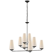 Fontaine Large Offset Chandelier состаренное железо с льняными абажурами