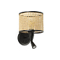 64309-47 MAMBO BLACK READER WALL LAMP RATTAN LAMPSHADE ø210 настенный светильник Faro barcelona