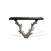 Twig Console Table Aged Plaster with Dark Fumed Oak top Porta Romana