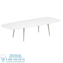 НИЗКИЙ ОБЕДЕННЫЙ СТОЛ STYLETTO 300X120CM АЛЮМИНИЕВЫЕ НОЖКИ С ГРИБОВОЙ КЕРАМИЧЕСКОЙ СТОЛЕШНИЦЕЙ БЕЛЫЙ Royal Botania