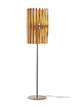 торшер с цилиндрическим плафоном из ламелей и светодиодной подсветкой