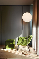 Floor lamp for indoor use only h. 145 cm.; Beech wood stem h. 120 cm.