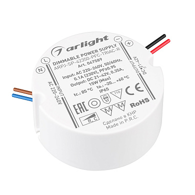047589 Arlight LED драйвер ARPJ-SP-42350-PFC-TRIAC-R (15W, 21-42V, 350mA)