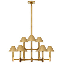Barrett Medium Knurled Chandelier натуральная латунь с латунными абажурами