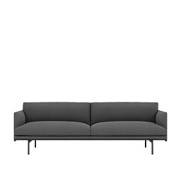 OU3SRB08101 Muuto Outline диван трехместный тканевый серый алюминий