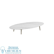 НИЗКИЙ СТОЛ STYLETTO LOUNGE 250X130CM, АЛЮМИНИЕВЫЕ НОЖКИ, ПЕСОЧНАЯ КЕРАМИКА, СТОЛЕШНИЦА BIANCO STATUARIO Royal Botania
