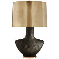 Armato Small Table Lamp черная металлическая керамика с овальным абажуром из антично-патинированной латуни