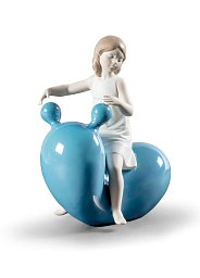 Фарфоровая статуэтка девочки с голубым шаром My Seesaw Balloon Lladro 01009368