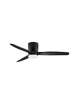 Sandy Black Metal & Acrylic, Black Wood Solid Blades 6 Speeds DC Motor 40 Watt <50 dB 220-240Volt LED 18 Watt 1170Lm IP20 3000-4000-6500K CCT by Remote Control Blades L: 52