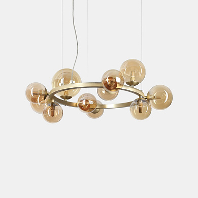 322773 Ideal Lux PERLAGE SP11 AMBRA подвесной светильник янтарная сатинированная латунь