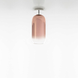 1414040A Artemide Gople потолочный светильник с вытянутым плафоном из стекла розового оттенка