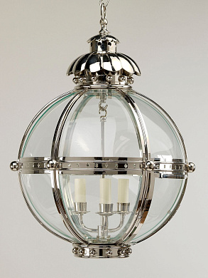 подвесной фонарь шарообразной формы из стекла с никелевыми элементами