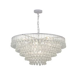Подвесная люстра Favourite Boonden 4604-10P — белая люстра на десять ламп с каплевидными плафонами из полуматового стекла