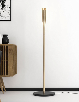 торшер с вытянутым декоративным стержнем и верхним световым модулем