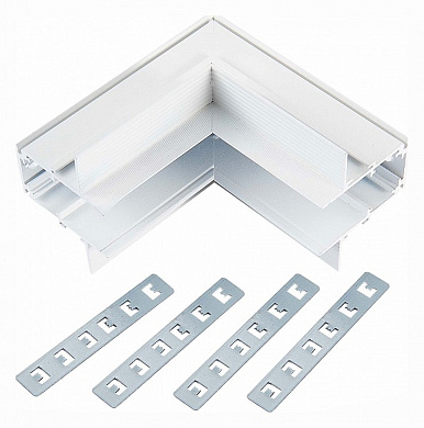 встраиваемый угловой соединитель белого цвета для магнитных треков