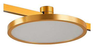 трековый магнитный светильник с дисковым рассеивателем и золотым основанием