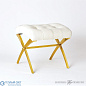 Scarlet Stool-Brass w/White Leather Global Views стул