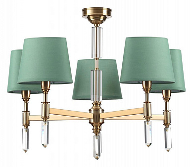 подвесной светильник с несколькими абажурами зелёного цвета