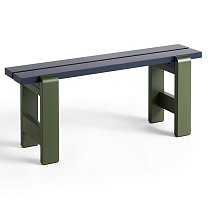 Weekday Bench Duo 111×23 см, массив сосны, сиденье стальное синее / ножки оливковые