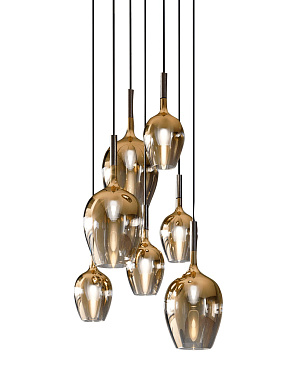 подвесной светильник с семью плафонами в форме бокалов