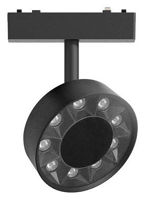 магнитный трековый светильник с круглым корпусом черный для магнитного трека 48V