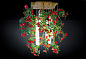 FLOWER POWER WILD RED ROSES SQUARE Светодиодный потолочный светильник из муранского стекла VGnewtrend — фото 1