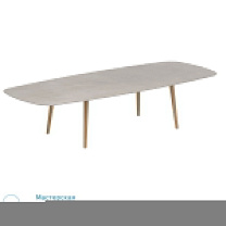 НИЗКИЙ ОБЕДЕННЫЙ СТОЛ STYLETTO 300X120CM НОГИ ИЗ ТИКА КЕРАМИЧЕСКАЯ СТОЛЕШНИЦА CEMENTO LUMINOSO Royal Botania