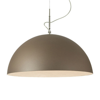 подвесной светильник полусферический с бронзовым куполом и светлым внутренним рассеивателем
